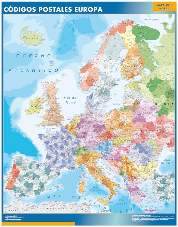 Mapa grande de Europa por códigos postales