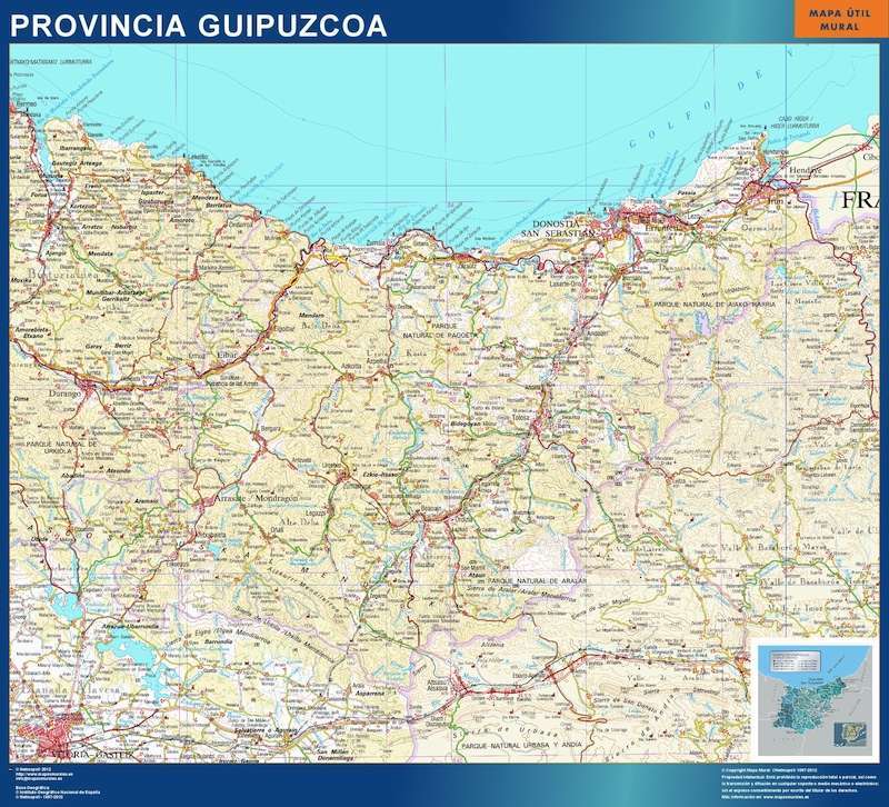 Mapa grande de Provincia Guipuzcoa en gran formato
