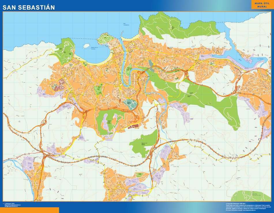 Mapa callejero grande de San Sebastián