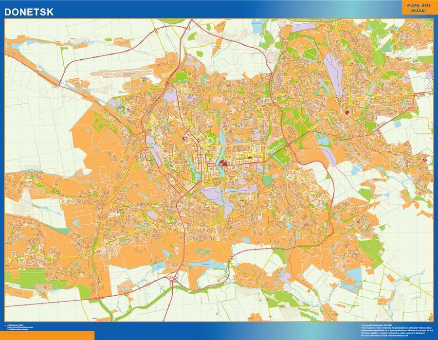 Mapa grande de Donetsk en Ucrania en gran formato