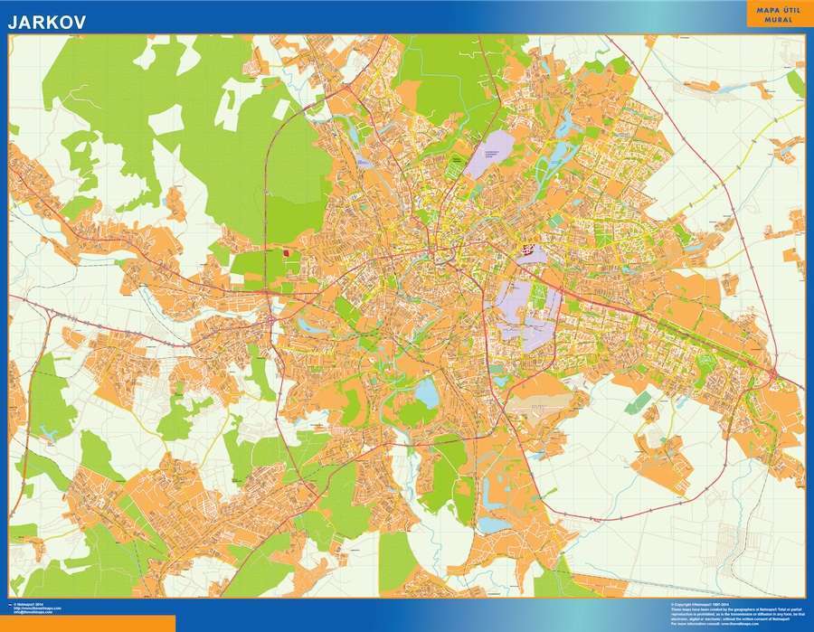 Mapa grande de Járkov en Ucrania en gran formato
