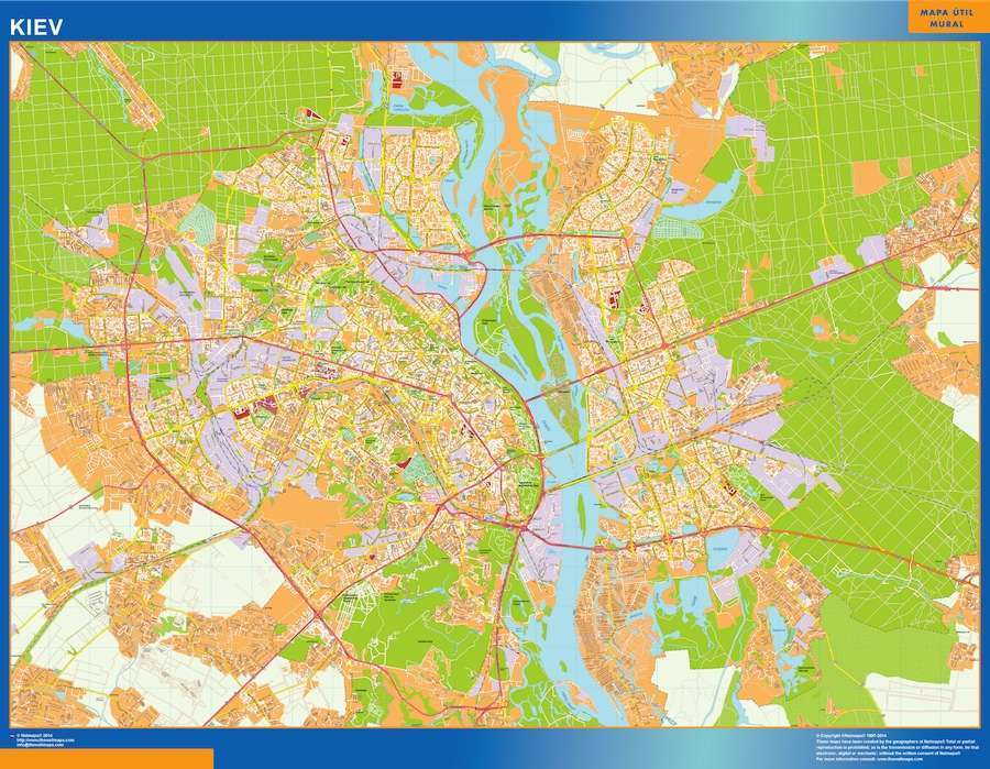 Mapa grande de Kiev en Ucrania en gran formato