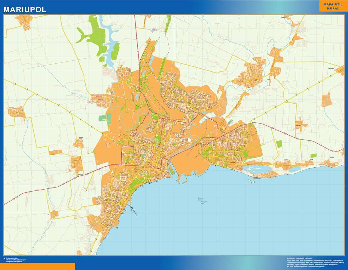 Mapa grande de Mariupol en Ucrania en gran formato
