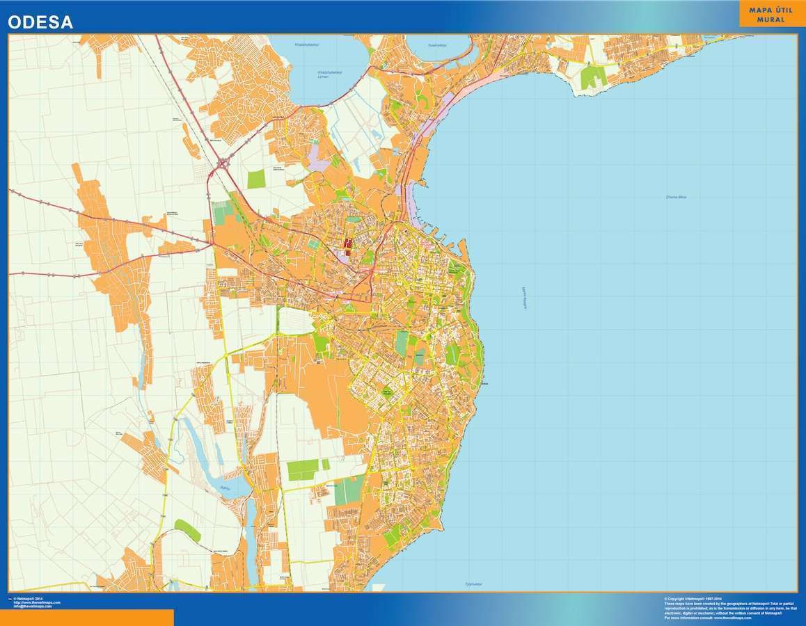 Mapa grande de Odesa en Ucrania en gran formato