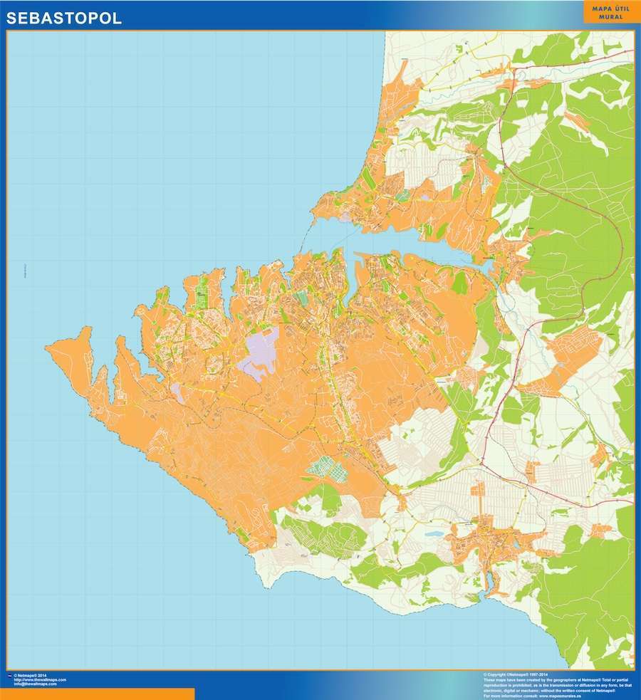 Mapa grande de Sebastopol en Ucrania en gran formato