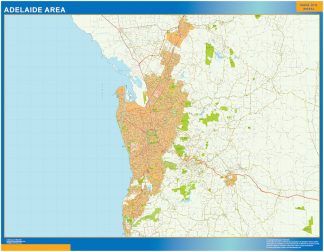 Mapa Adelaide Area Australia enmarcado plastificado