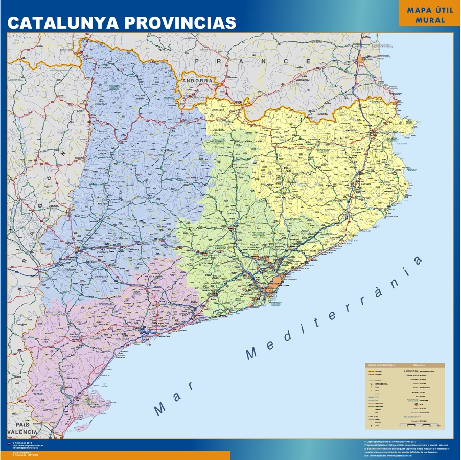 mapa cataluña provincias Mapa Cataluna Provincias Grande Mapas Grandes De Pared mapa cataluña provincias