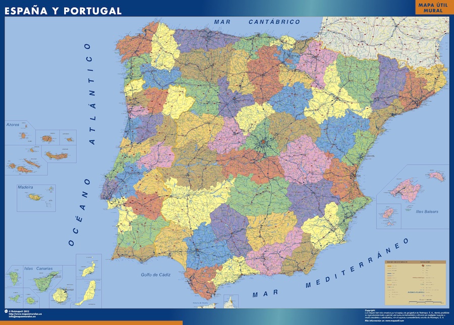 Mapa Espana Provincial grande  Mapas grandes de pared de España y el Mundo