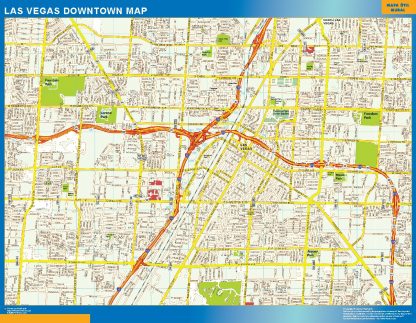 Mapa Las Vegas downtown enmarcado plastificado 