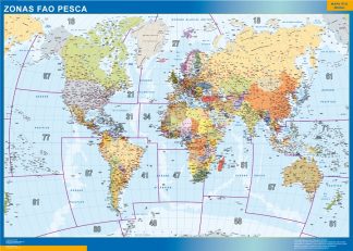 Mapamundi Fao Areas Pesca magnético enmarcado para imanes